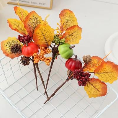 Flannelette Pumpkin Maple Leaf Decor Berry Branches Artificial Maple Pumpkin Berry Branches Pumpkin Home