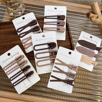 3/4 stücke Set Kaffee Haar Clips Mädchen Nahtlose Barrettes Haarnadeln BB Clips Koreanische Mode Frauen Haar Clips Headwear Haar zubehör