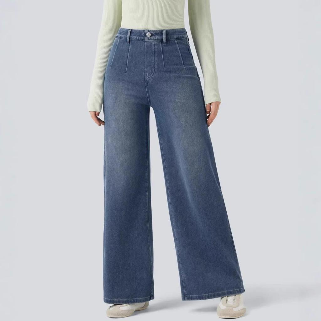 High Stretch Jeans Spring Autumn Casual Loose Artistic Straight Pants Vintage Streetwear Women Clothing High Waist Cargo Jeans