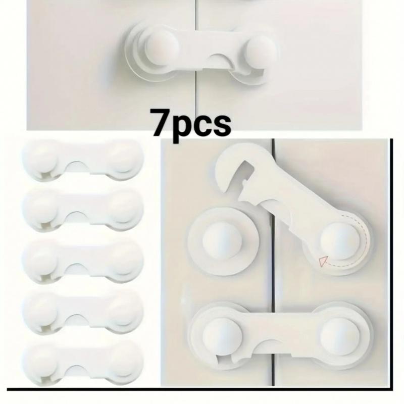 

7Pcs Heavy-Duty Safety Lock Set, White Plastic, Adhesive & Tool-Free Installation for Refrigerators белый