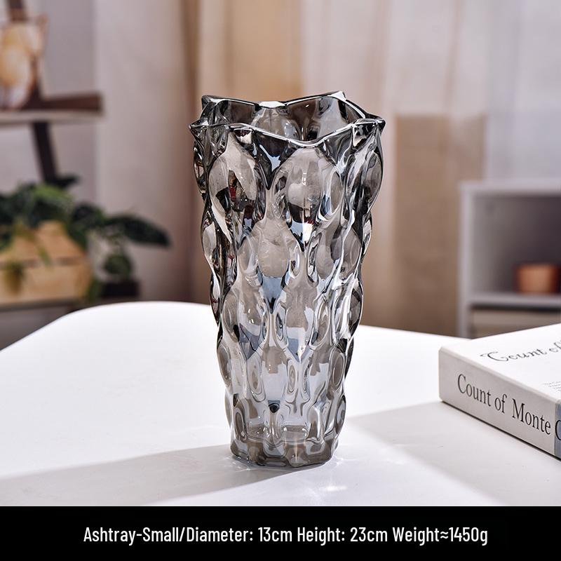 Vază Nordică din Sticlă de Cristal, Diametru Mare pentru Flori Proaspete și Plante Verzi, Decor Elegant pentru Casă și Hotel.