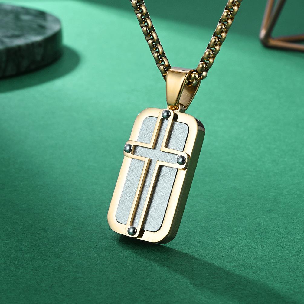 2026 Mechanical Combination Cross Embellished with Sand Inlaid Fashion Trend Military Brand Pendant 60CM