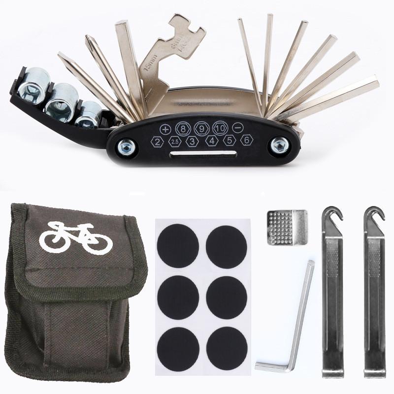 Bicycle Repair Kit 16 In 1 Multitool Set For Mountain And Road Bike Maintenance