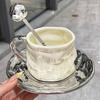 Luxury Ceramic Coffee Cup and Saucer Set with Spoon