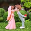 1 Pair Miniature Wedding Cake Toppers Mini Bride Groom Figurine Romantic Kissing Couple Resin Statue for Anniversaries Engagement Party Bridal Shower