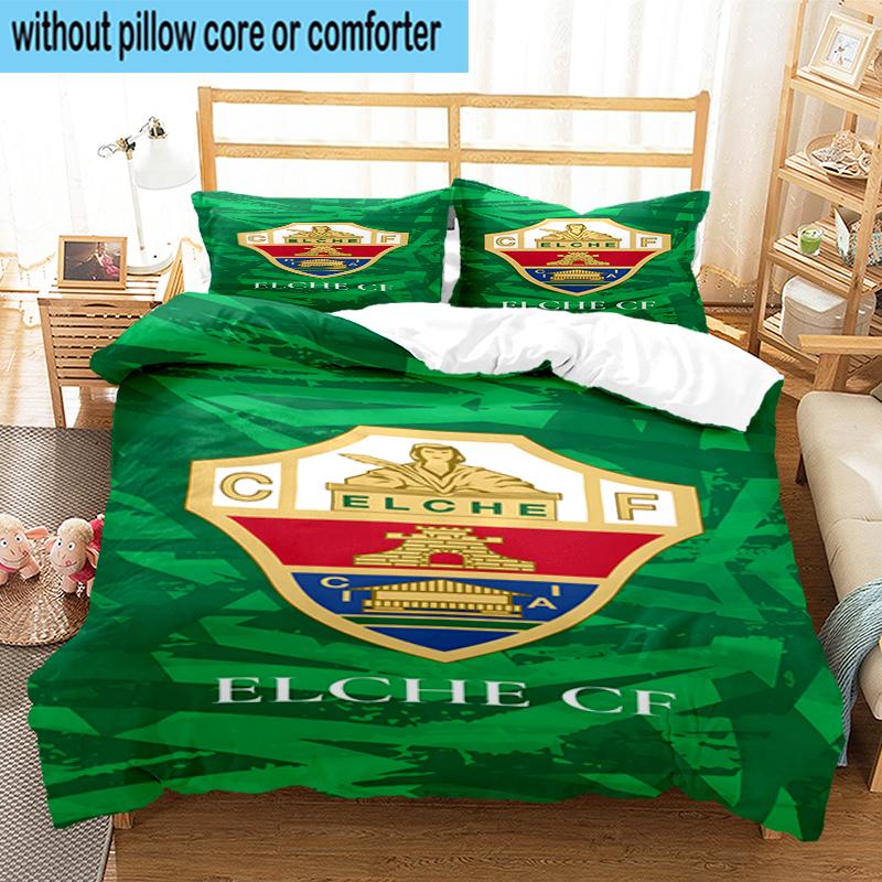 3PCS Football Elche Crest Design Bedding Set,Including 1pc Duvet Cover And 2pcs Pillowcases Perfect for Bedroom, Dormitory, Fan Christmas gift