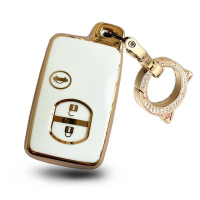 Toyota Key Cover, Keychain, Key Case, 3-Button, White, for Majesta, Mark X, Camry, SAI, Prius, and Prius PHV