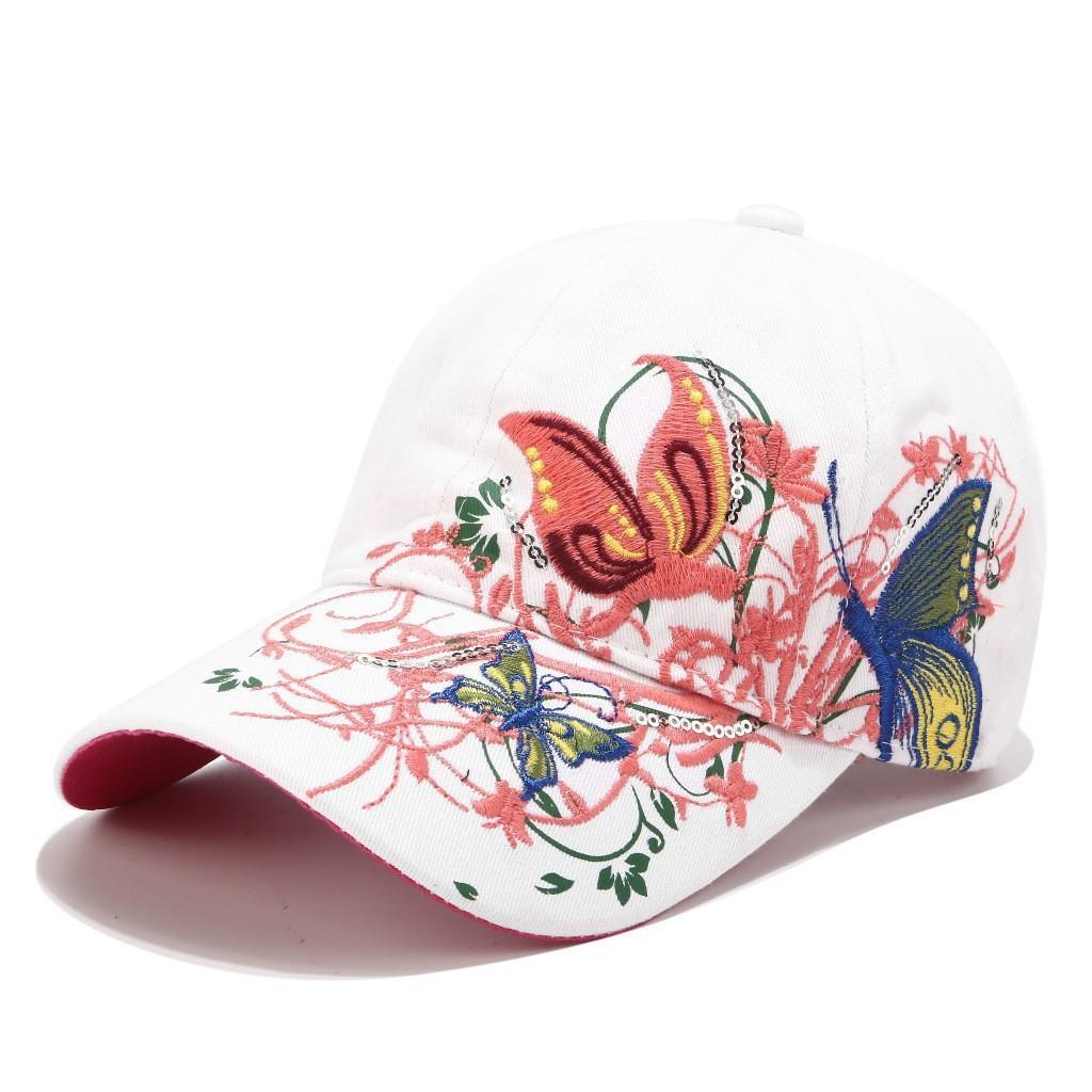 Sequined Butterfly D Printed Baseball Cap Ladies Spring Summer Outdoor Travel Sun Protection Cap Versatile