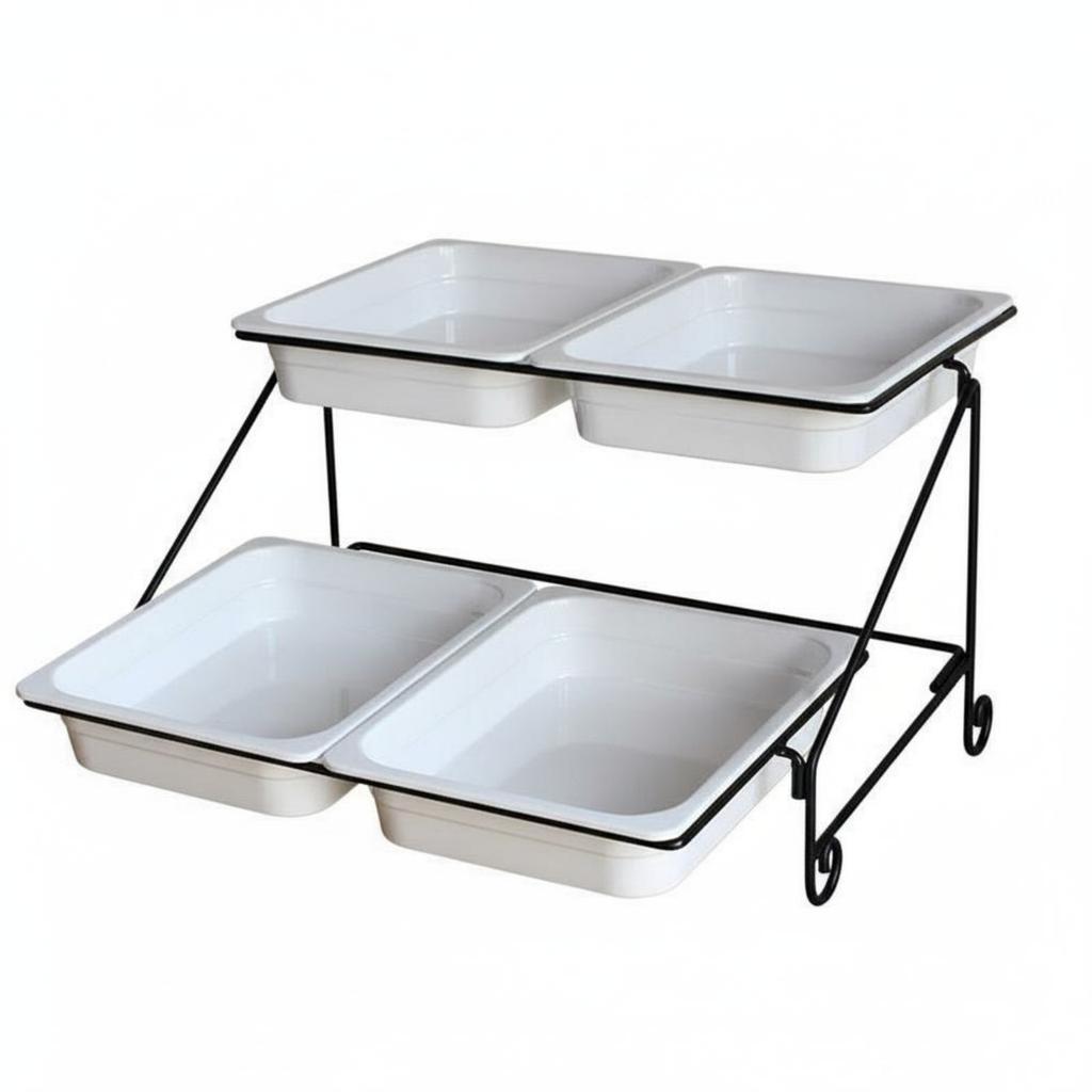 Lidded Food Serving Station Transparent Lids 2-Tier Buffet Serving Stand Rectangular Food Display Stand Particles-Resistant Lids