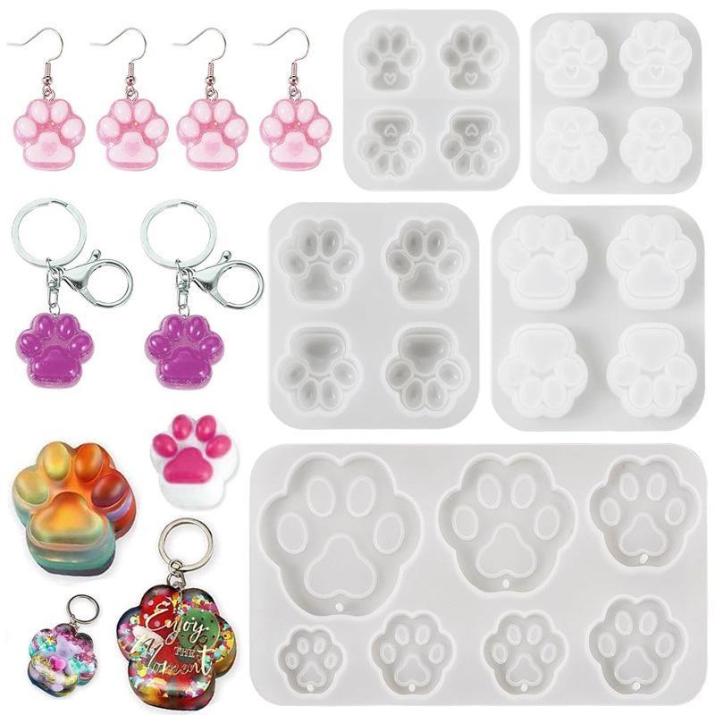 Silicone mousse creative resin hand drop scented candle mold Four Link Cat Paw Resin Silicone Mold Drip  baking Cake