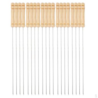 20x Espetos de Aço Inoxidável para Churrasco Cabo de Madeira para Grelhar Barbecue