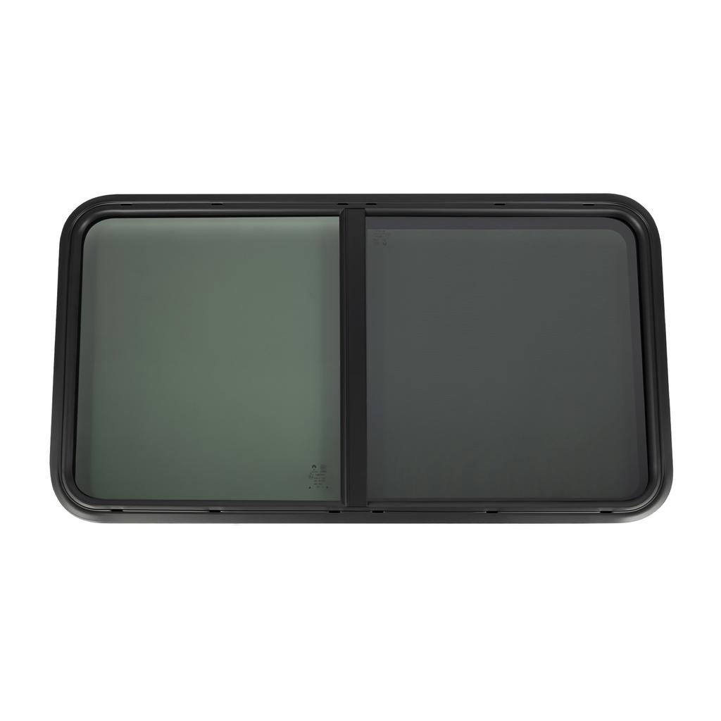 Universal Black RV Sliding Window Tinted Privacy Glass & Mosquito Screen for 2-6mm/48-55mm Metal RVs