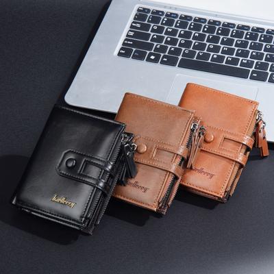 New Men's Wallet Retro Fashion Short Style Multi Card Buckle Soft Leather Clip Zipper Coin Purse