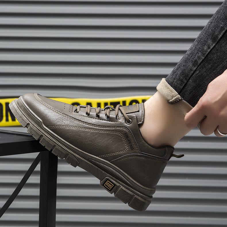 

2024 autumn new fashion Martin boots British style retro style men s leather shoes tooling board shoes men s casual shoes 44 коричневий