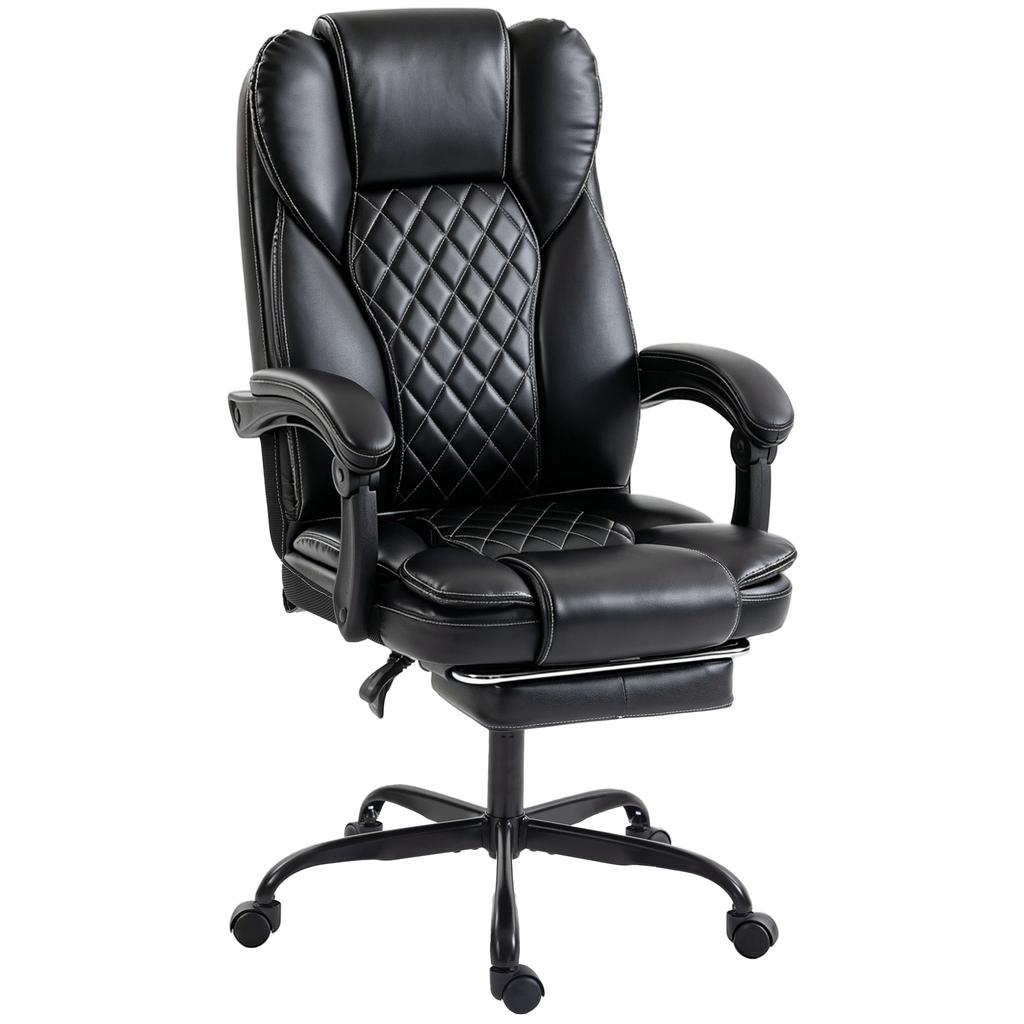 Executive Home Office Chair Reclining Function Footrest Computer Desk Chair High Back Black