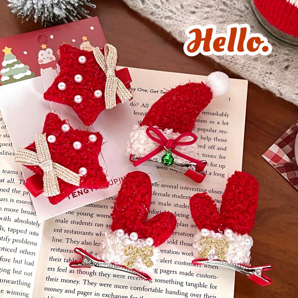 

Merry Christmas Decor Plush Xmas Barrettes Christmas Hair Clip Christmas Party StyleA