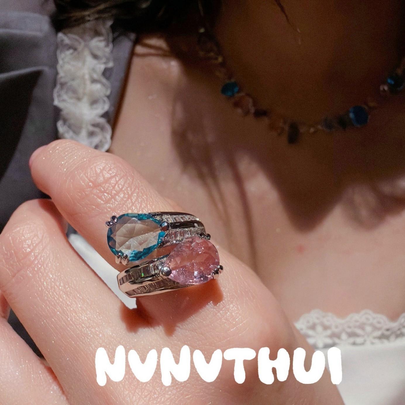 Magenta Rouge Irregular Gemstone Ring, Papalacha, 18K Gold Plated, Lady Pink Treasure Zircon Ring