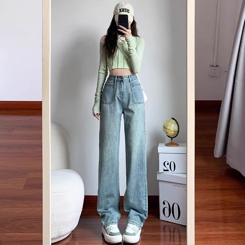 

Женские джинсы с высокой талией, ретро, с широкими штанинами, весна/осень 2024 3XL