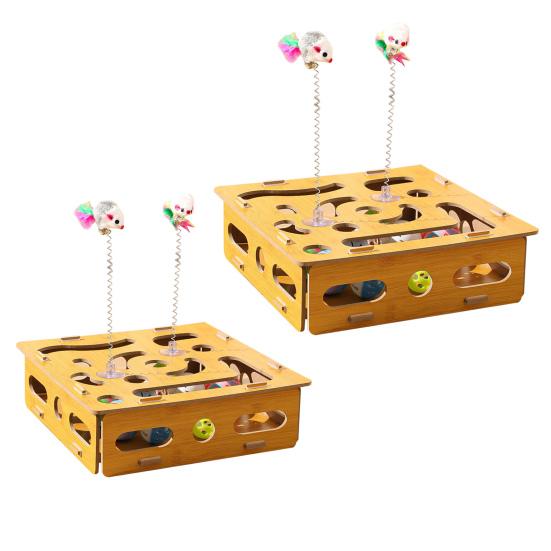 Cat Scratch Puzzle Box Cat Nail File Enrichment Box Interactive Self-Play Maze Box Scratcher for Indoor Cats Mental Stimulation