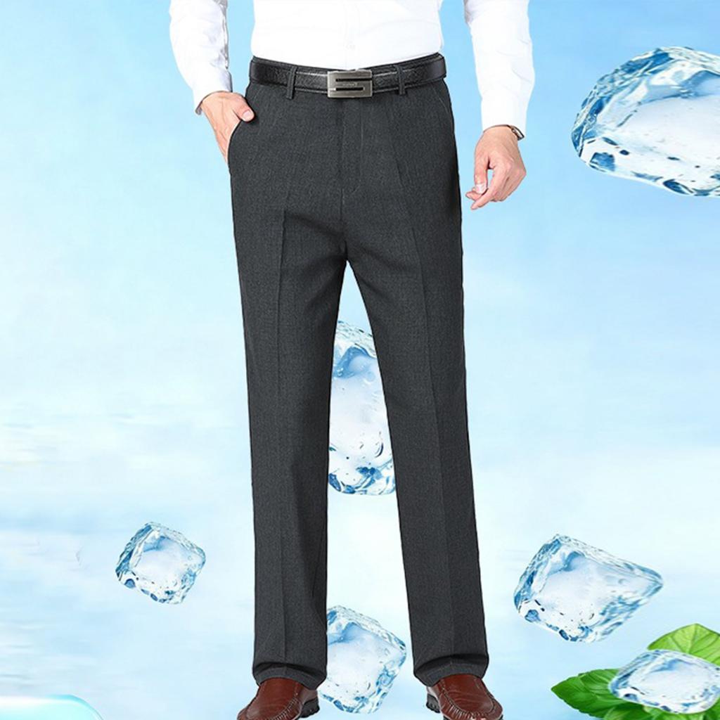 Men's Summer Suit Trousers Men's Casual Breathable Straight Leg Trousers