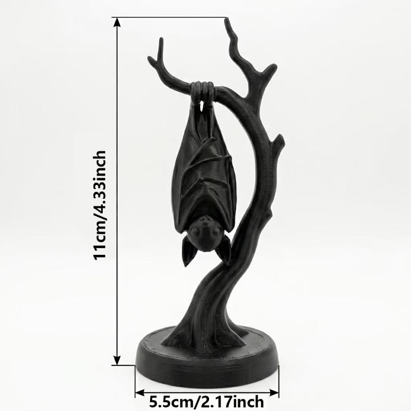 Bat On Dead Branch Figurine,3D Printe Gothic Sculpture For Halloween Party Decor,Spooky Ornament For Desk Bookshelf Display Gift