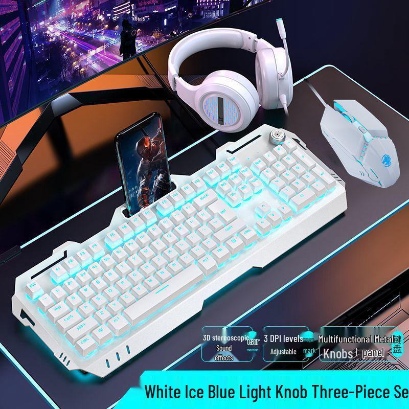 Pioneer 810 Gaming Set: Mechanical Feel Keyboard, Mouse, Headset with Knob