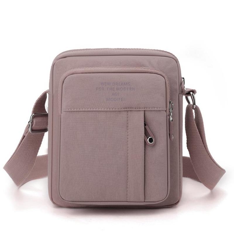Mini-Nylon-Umhängetasche für Damen, mehrschichtige Reißverschluss-Handyhülle für den Alltag & Reisen