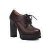 Fashion Women's New Spring and Autumn Round Head Thick Sole Waterproof Platform Lace up High Heel Large Size Deep Mouth Single Shoes