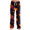 Women Drawstring Waist Halloween Print Long Pants Casual Loose Fit Trousers for Daily Home Lounge Wear