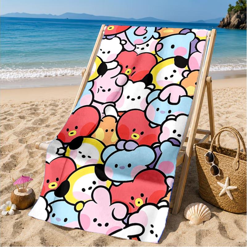 Colorful Cartoon Kpop Beach Towel, Microfiber Beach Towel, Perfect For Pool, Beach, Travel, Home Decor Beach Party Fan Gifts