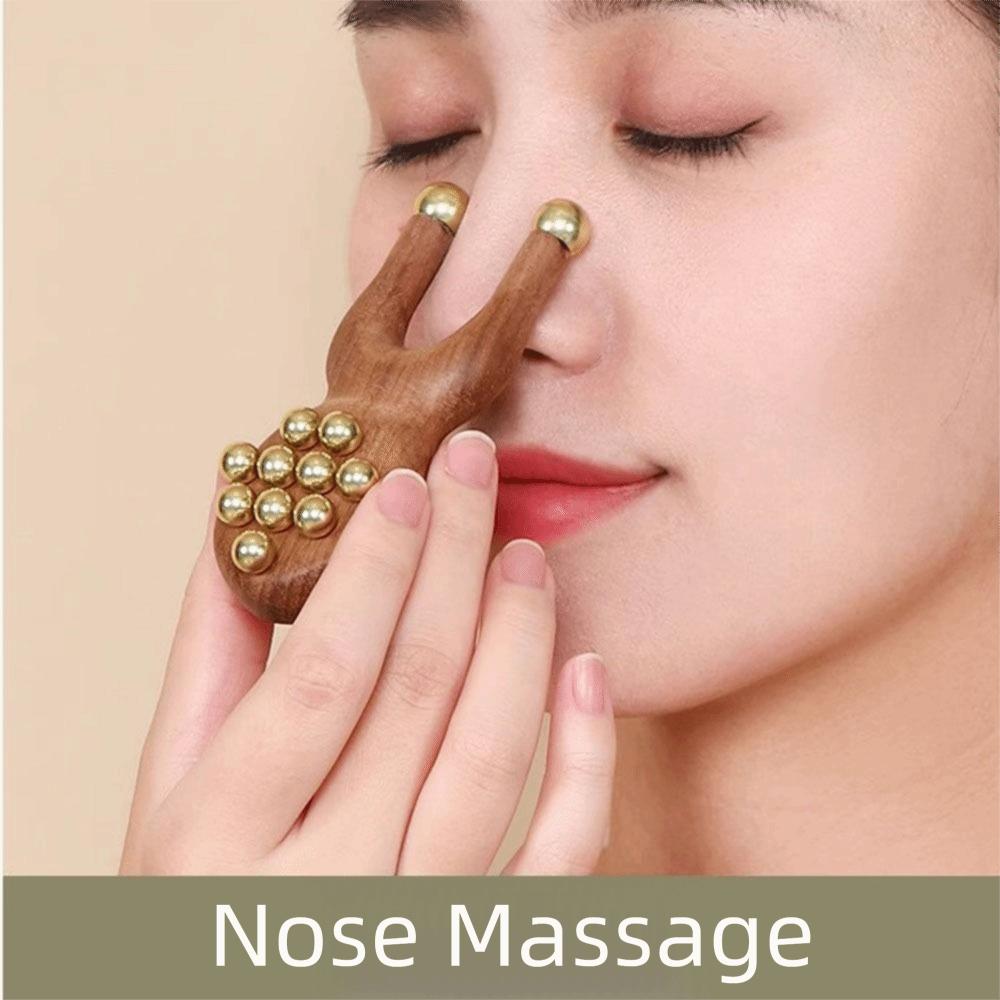 12 Copper Beads Guasha Face Massager Tool Antistatic Fascia Lifting Meridian Comb Multifunctional Handheld