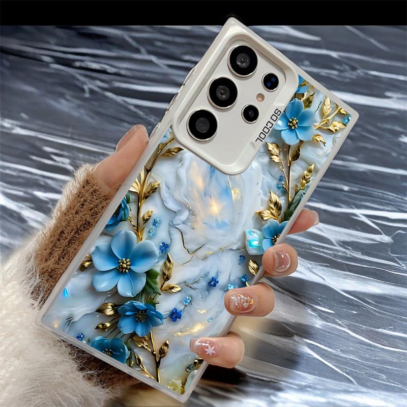 Flower Marble Phone Case for Samsung Galaxy S24Ultra S23 FE Note 20 Ultra S20 S21 S22 Plus S20fe S23Ultra 5G Silicone Soft