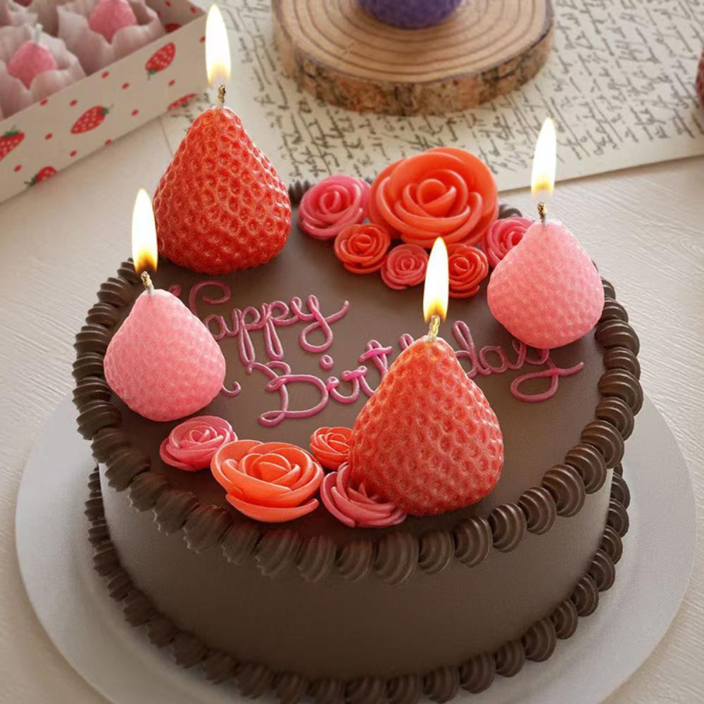 3 STK Erdbeerkerzen Silikonform für Duftkerzenherstellungsset DIY Kristallharz Handwerksform Heimpartydeko Geburtstagsgeschenke