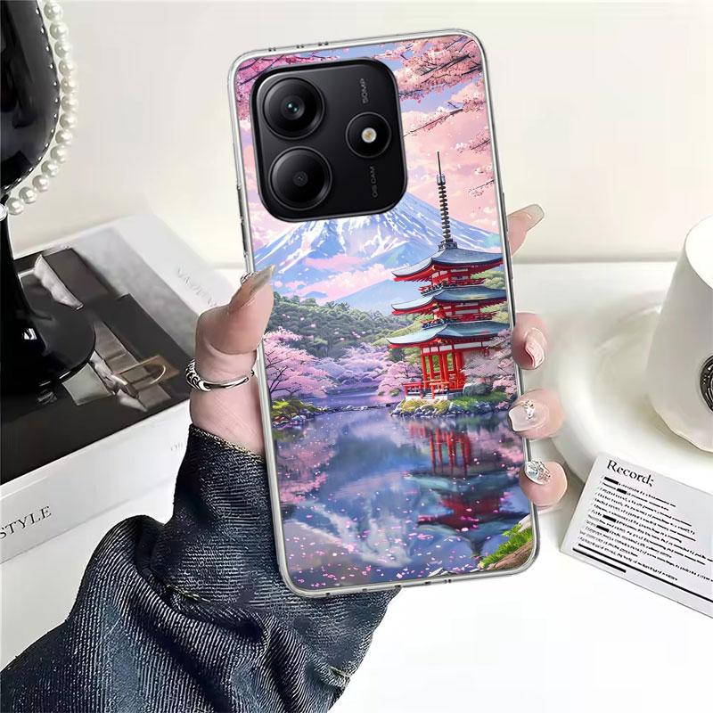 Japanese Cherry Mount Fuji Soft Phone Case For Xiaomi Redmi Note 15 14 14S 13 12 Pro Plus 12S 11 11S 11E 10 10S 11T 5G Fundas Co