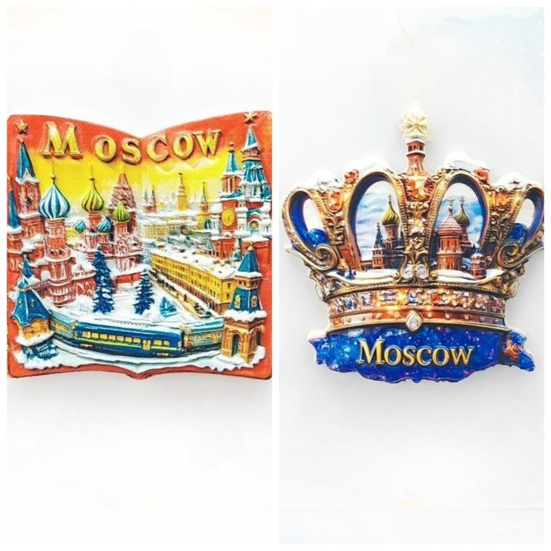 Moscow Crown & Storybook Castle Fridge Magnet Stickers Russian Travel Souvenir Home Decor Unique Literary Gift