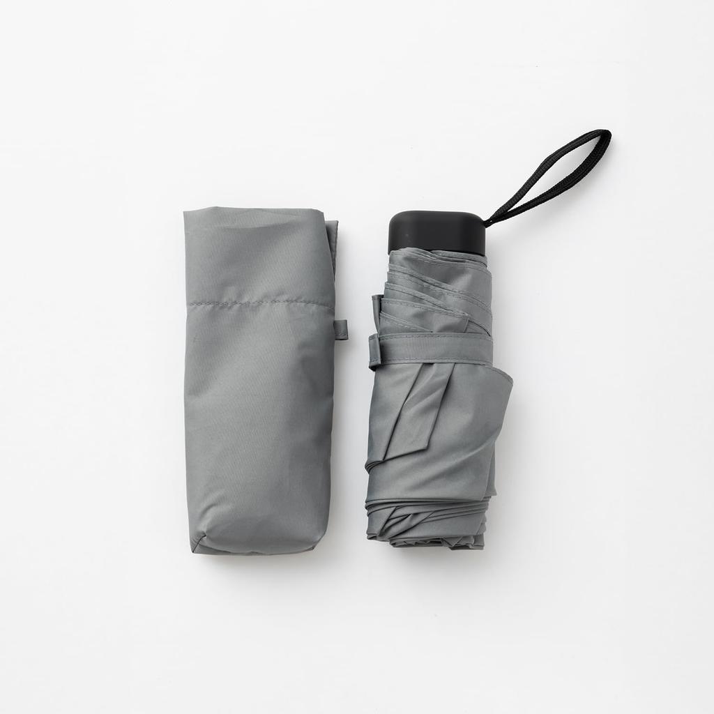 Flat Mini Easy to Open and Solid and LIEBEN-0205 Umbrella, 50cm, Foldable, Lightweight, Slim, Close, Color, Unisex, Men's Women's (Gray)