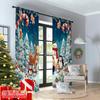 2pcs 2D flat printing Merry Christmas Party Curtains Christmas11 Machine Washable Polyester Without Electricity Festive Wall