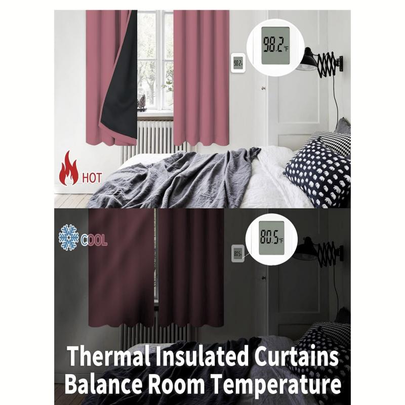 100% Blackout Curtains Coated & LaminatedThermal Insulated, Rod Pocket – Solid Blackout Drapes for Bedroom, Living Room, Home Theater Decor