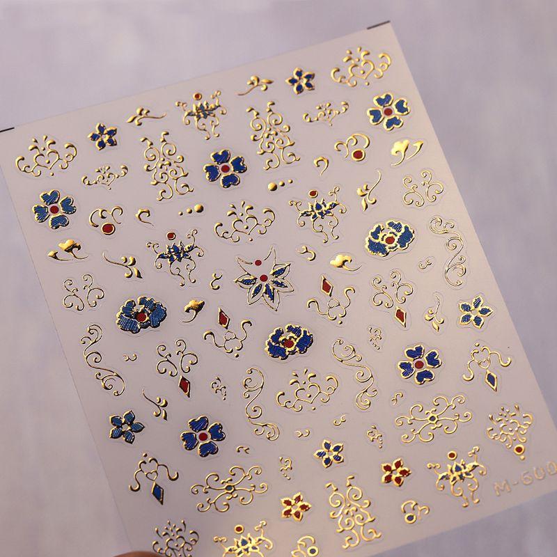 

Chinese Style Gilding Pattern Nail Stickers Waterproof Nail Sticker Decorative Jewelry M600 601 M-600 (bronzing)
