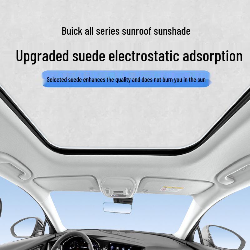 Fits Buick Models: Lacrosse, GL6, Enclave, GL8, Encore S, Verano - Silicone Suction Electrostatic Sunroof Sunshade Black with Silicone