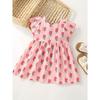 24-Year-Old Girl's Summer Pink Floral Baby Dress, Summer Princess Dress for 3-6 Year Old Children, Children's Dress