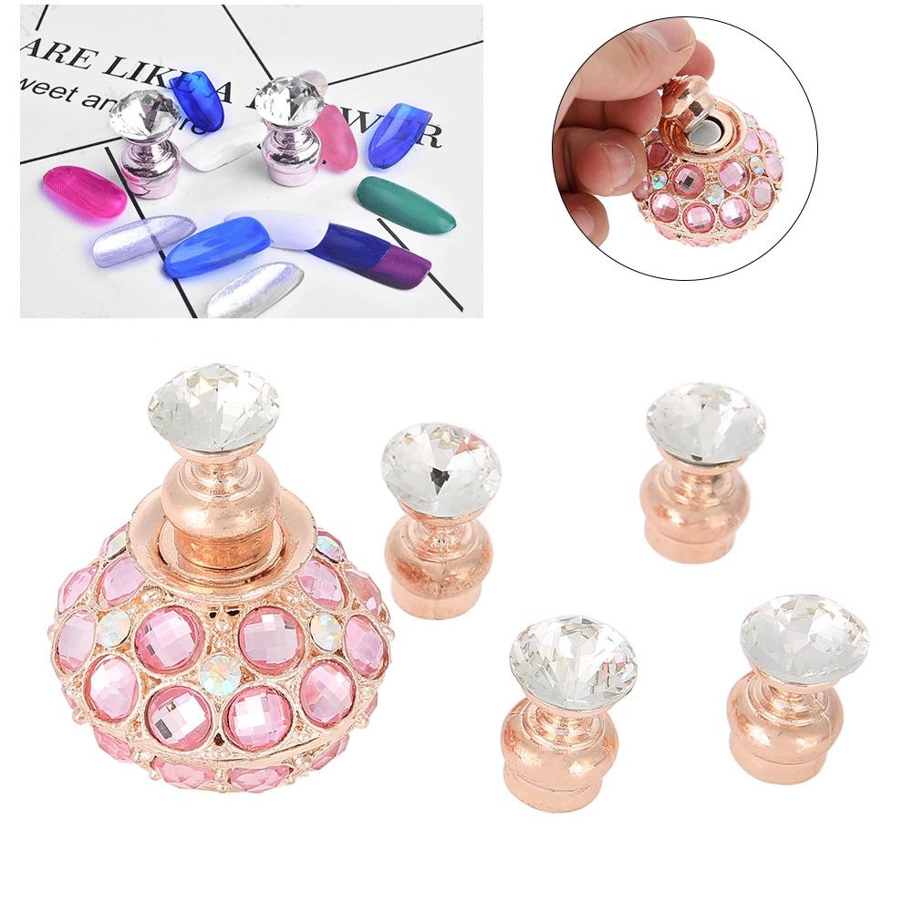 5Pcs Manicure Display Practice Stand Shelf Nail Art Tip Holders Magnetic Crystal Base