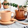 Wooden Mugs ECO Friendly Wood Drinking Cup with Handle for Coffee Tea Water Milk