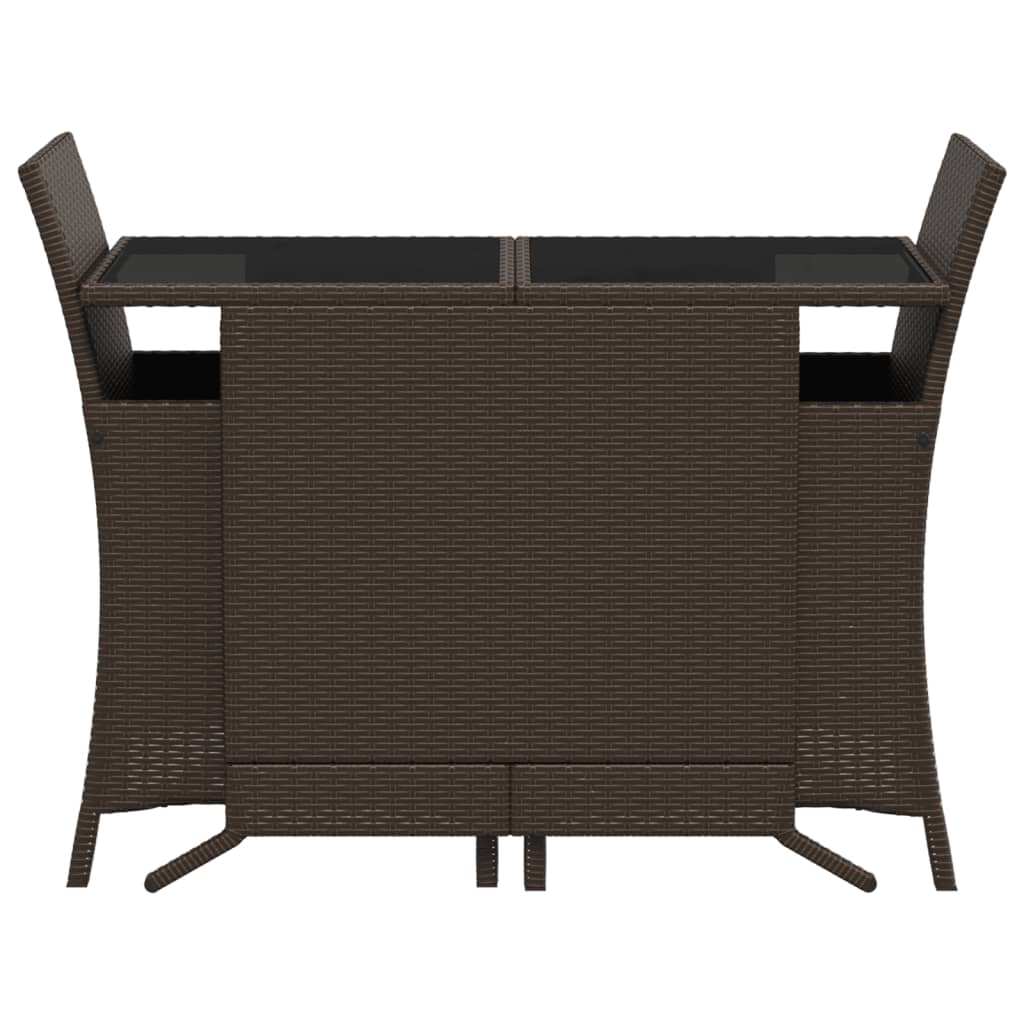 3 Piece Bistro Set with Cushions Brown Poly Rattan