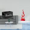 Retro Wooden Remote Organizer And Abstract Fire Resin Sculpture Slot Tabletop Holder for Nightstand