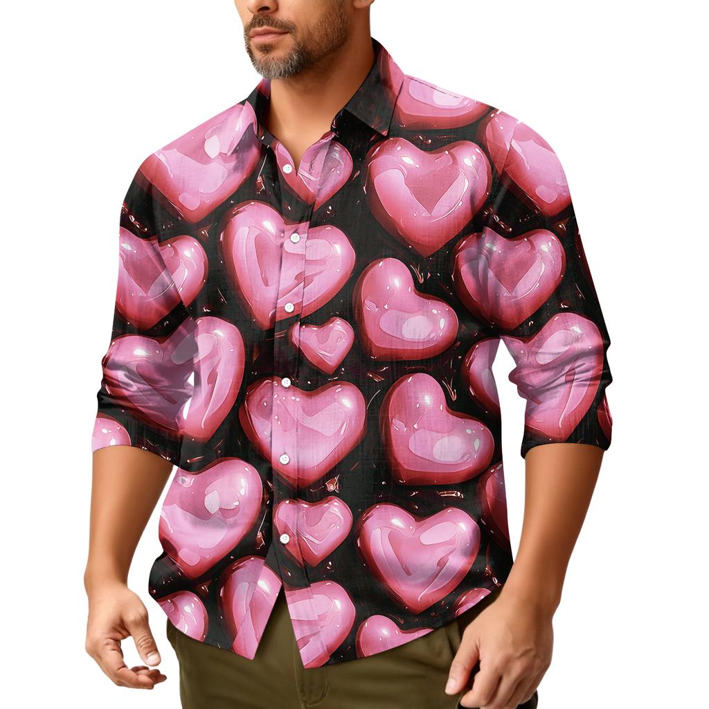 Men'S Casual Loose Fitting Long Sleeved Shirt Fashionable Lapel Shirt Top