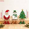 3pcs 2D Flat Christmas Wooden Tabletop Decorations Santa Claus Snowman Christmas Tree Holiday Home Decor Decorative Plaques Ornaments