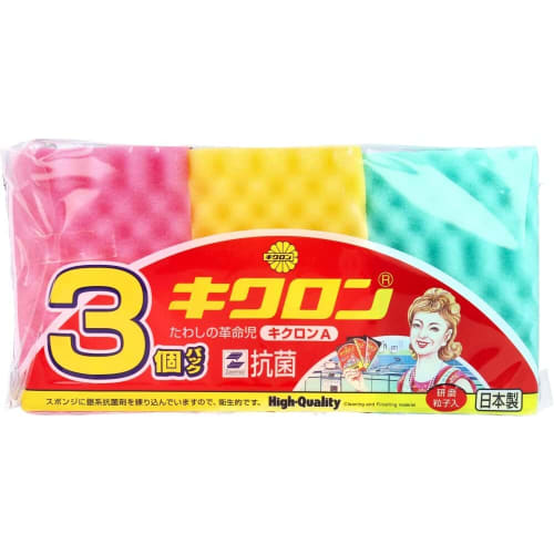 Kikuron A Antibacterial Sponge, Made in Japan, 3-Pack x 2-Pack [Bulk Purchase]