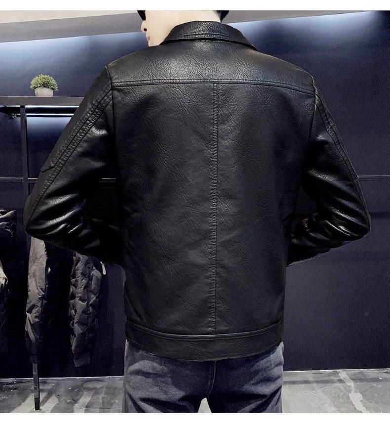 Woodpecker Men's Genuine Leather Motorcycle Jacket - Casual Spring/Autumn Outerwear