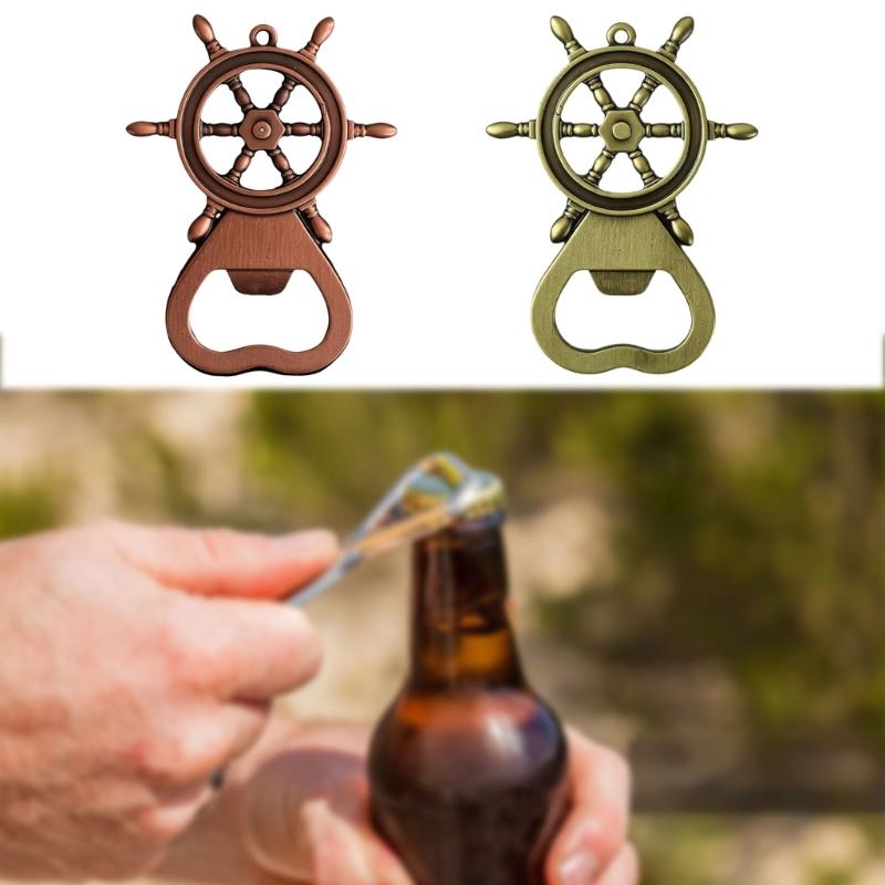 Versatile And Functional Rudder Shaped Keychain Zinc Alloy Bottle Opener Keyring Accessory For Travelers